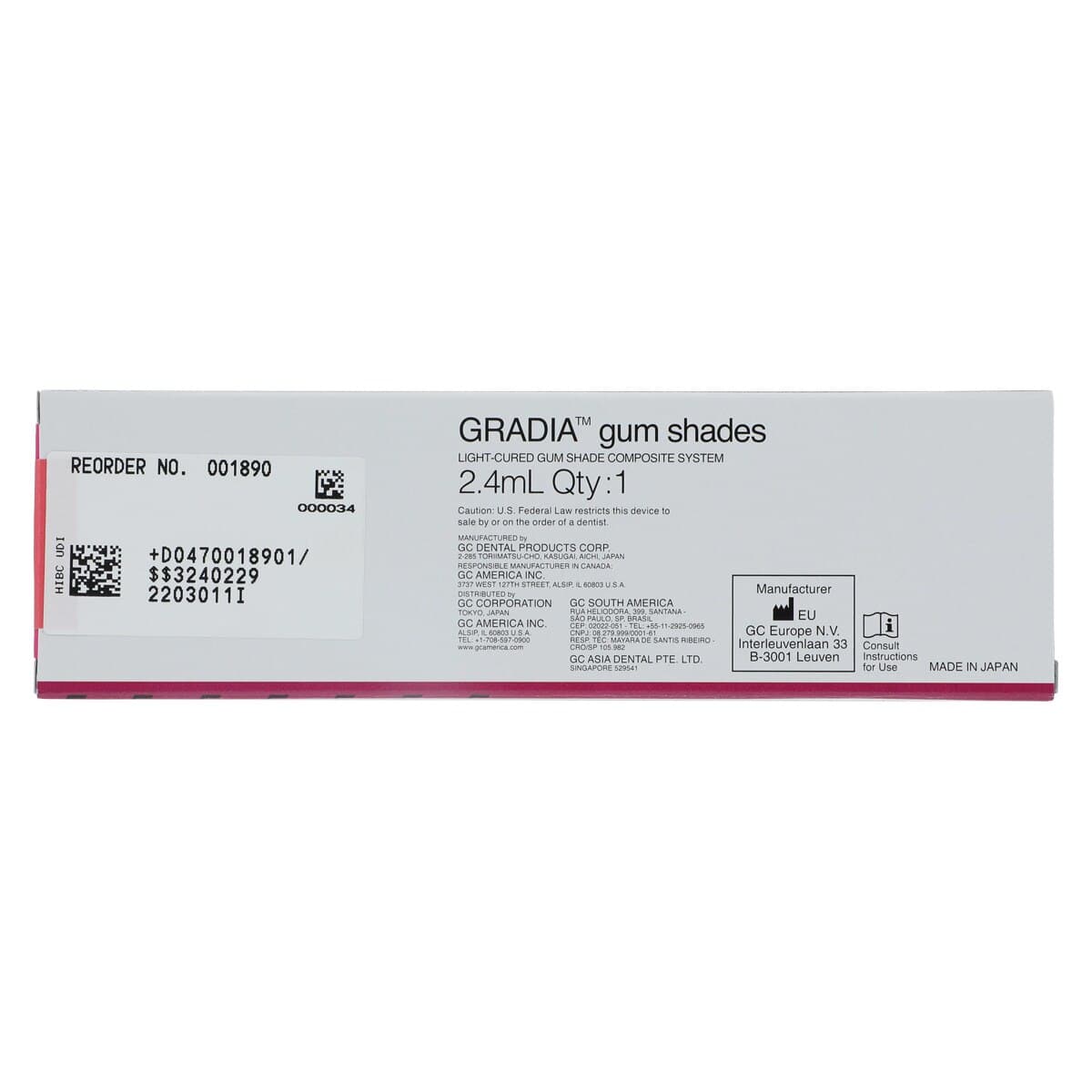 GC Gradia Gum Opaque GO11 Light Cure Composite Syringe, 2.4 mL, Each thumbnail 8