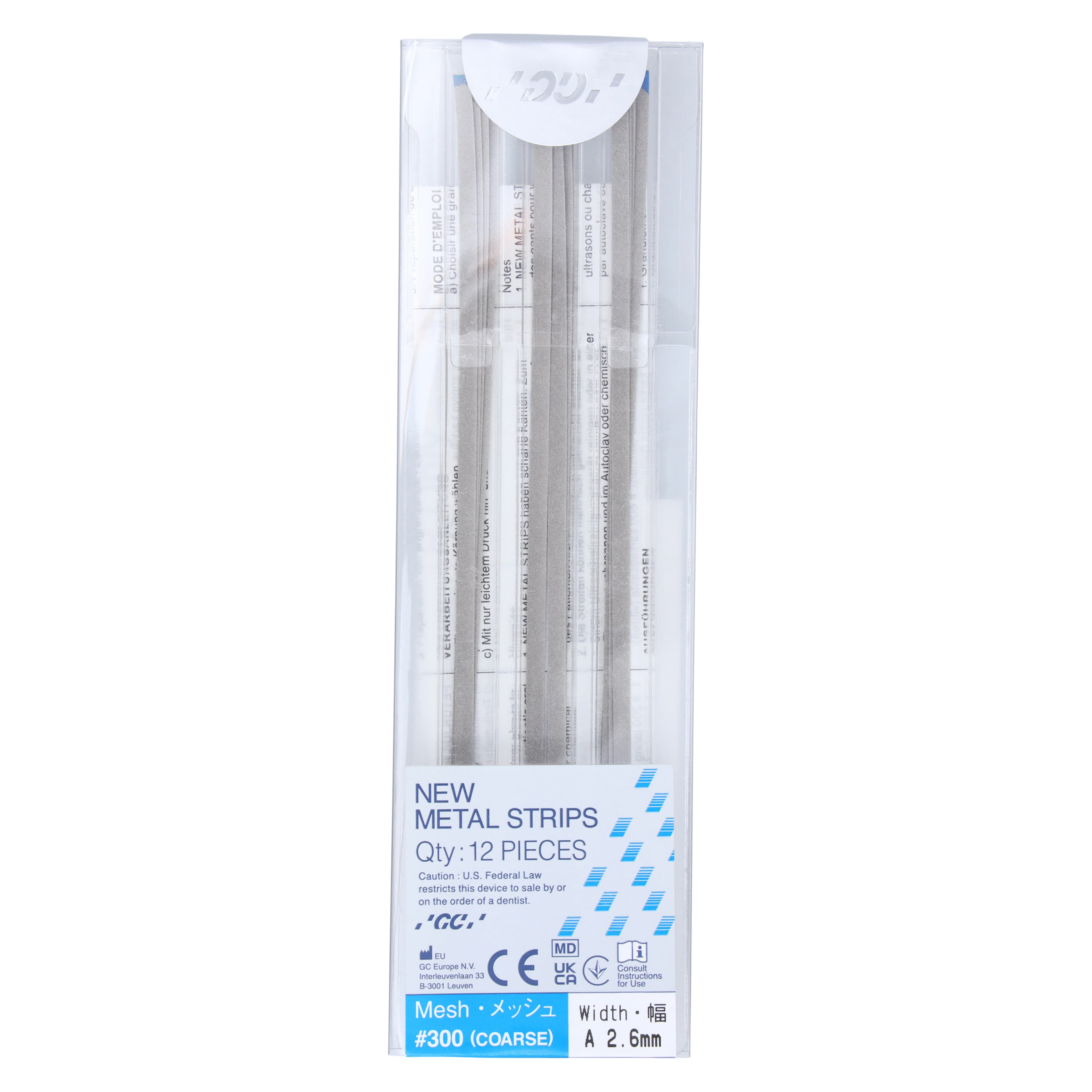 GC America Metal Finishing Strips, Refill, #300-A Width, Coarse (Blue), 2.6 mm, 90 Micron, 12/Pk, 000256 - Metal Finishing Strips, Refill, # 300-A Width Mesh, 90 Micron, 2.6 mm, Coarse, Blue, 12/Pk, 000256 - Image 1