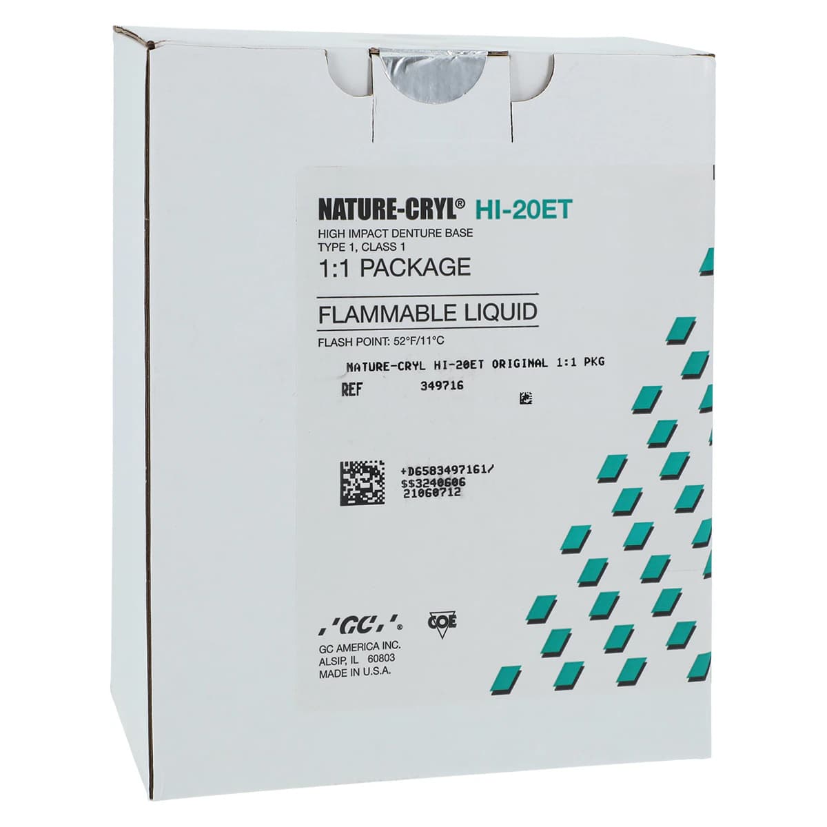GC America Nature-Cryl HI-20ET High Impact Denture Resin, Original Shade, 1:1 Package (1 lb Powder / 8 oz Liquid), 349716 - GC America - NATURE-CRYL HI-20ET 1:1 Packages - Original - Image 1