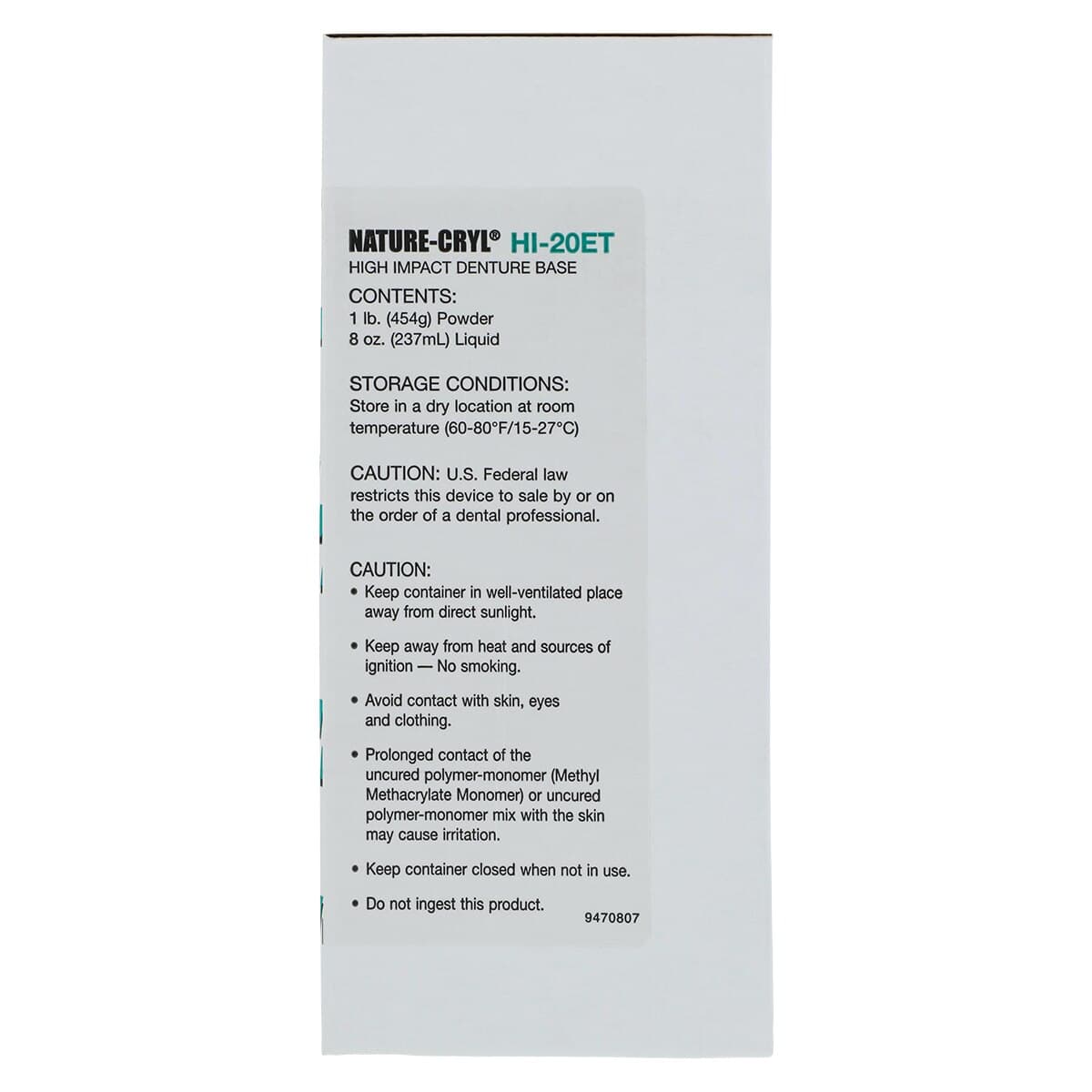 GC America Nature-Cryl HI-20ET High Impact Denture Resin, Original Shade, 1:1 Package (1 lb Powder / 8 oz Liquid), 349716 thumbnail 2