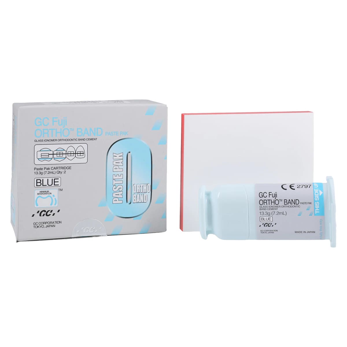 GC Fuji Ortho Band Paste Pak Refill, Blue Resin-Modified Glass Ionomer Orthodontic Band Cement, 2 x 13.3 g (7.2 mL) Cartridges, 001888 - Fuji Ortho Band Paste Pak Refill - Image 1