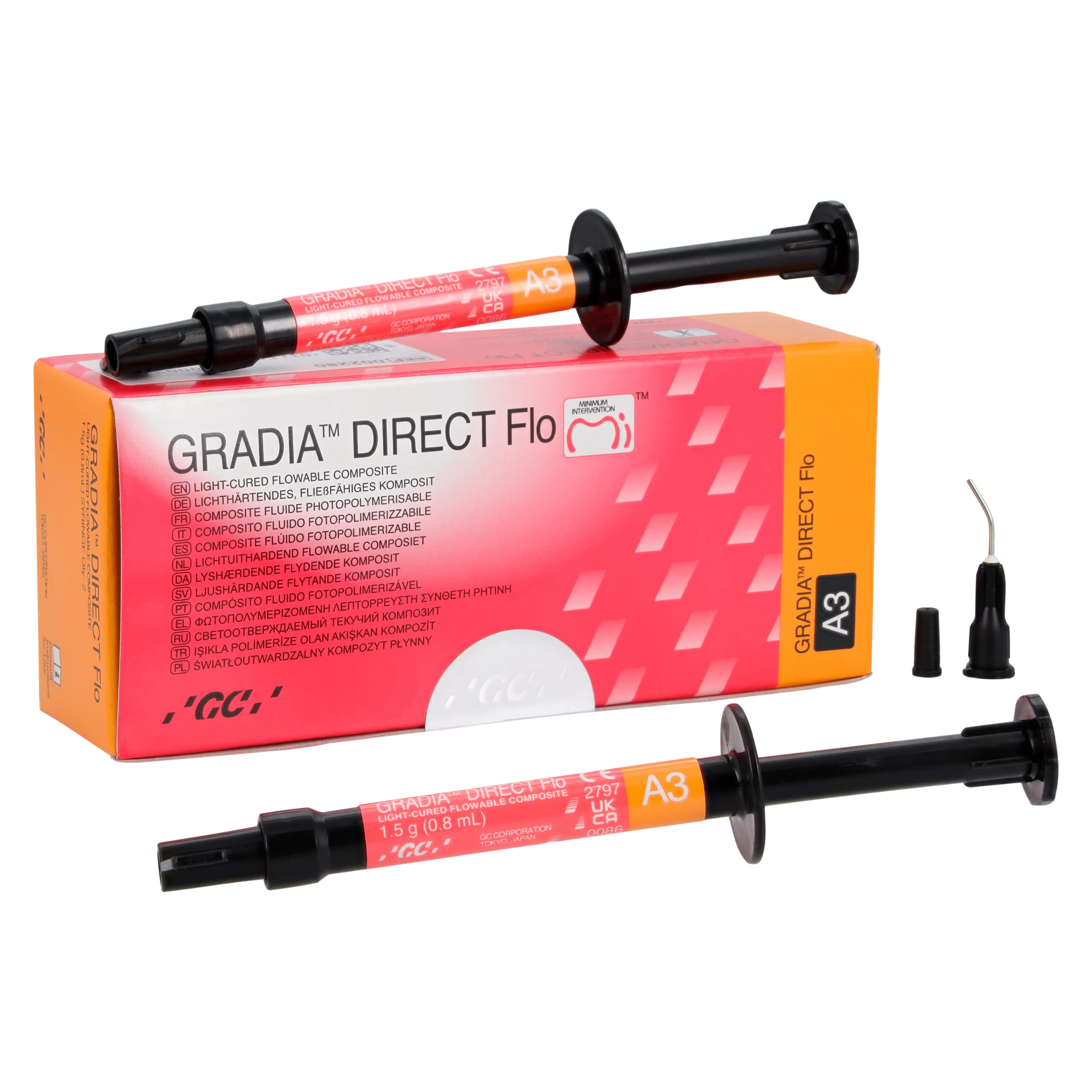 GC America Gradia Direct Flo Flowable Composite Syringe Refill, Shade A3, 1.5 g, 2/Pkg, 002280 - GRADIA&nbsp;DIRECT Flo Syringe Refill - Image 1