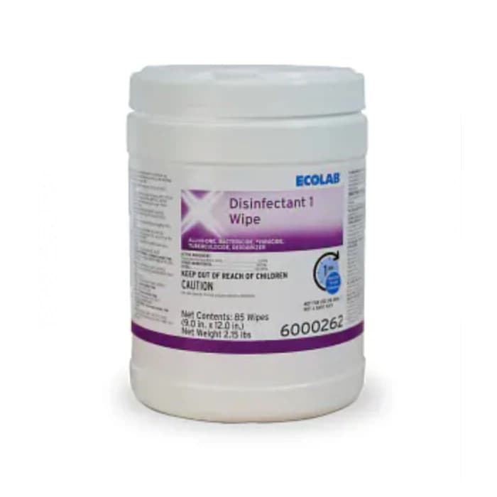 Ecolab Disinfectant 1 Surface Disinfectant Wipes, Standard Size (6 in x 6.75 in), 220/Canister - Disinfectant 1 Wipe - Standard Size, 220/Pkg - Image 1