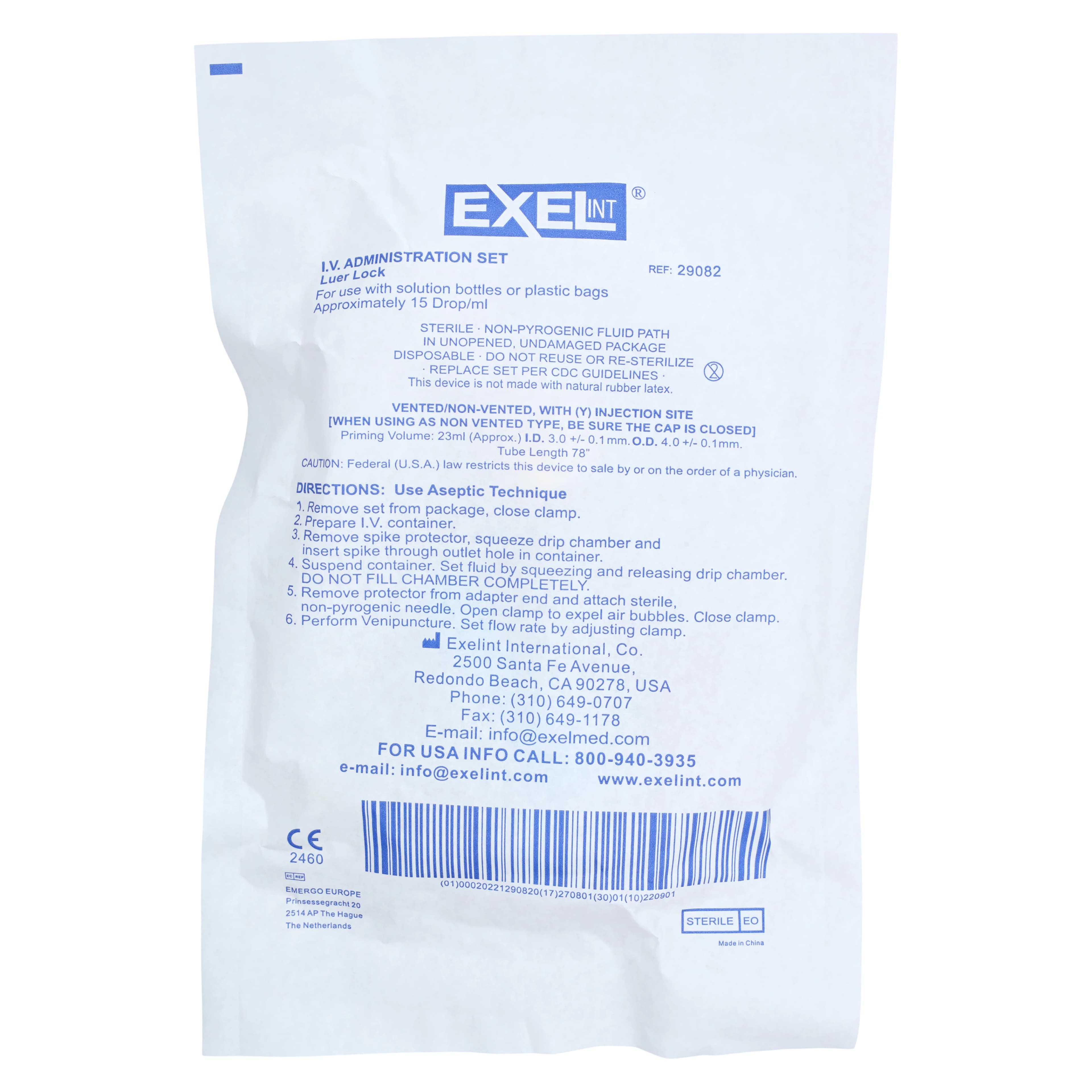 Exel IV Administration Set, 15 Drops/mL, Y-Injection Site, Luer Lock, 78" Tubing, Vented/Non-Vented, Sterile, 50/Case thumbnail 3