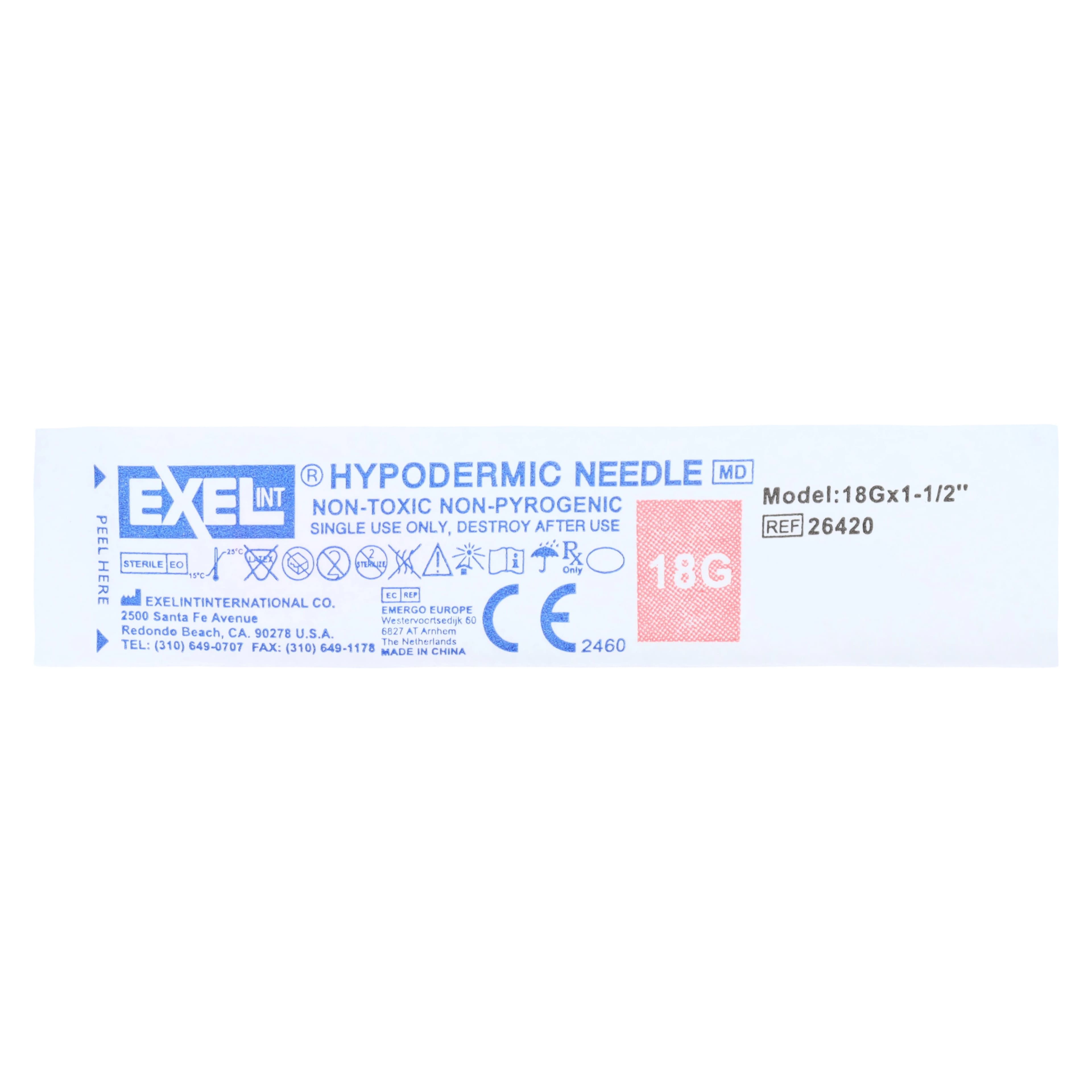 Exel Needle Disposable, Hypodermic, 18G x 1-1/2", Pink, Sterile, Latex-Free, 100/Box thumbnail 6