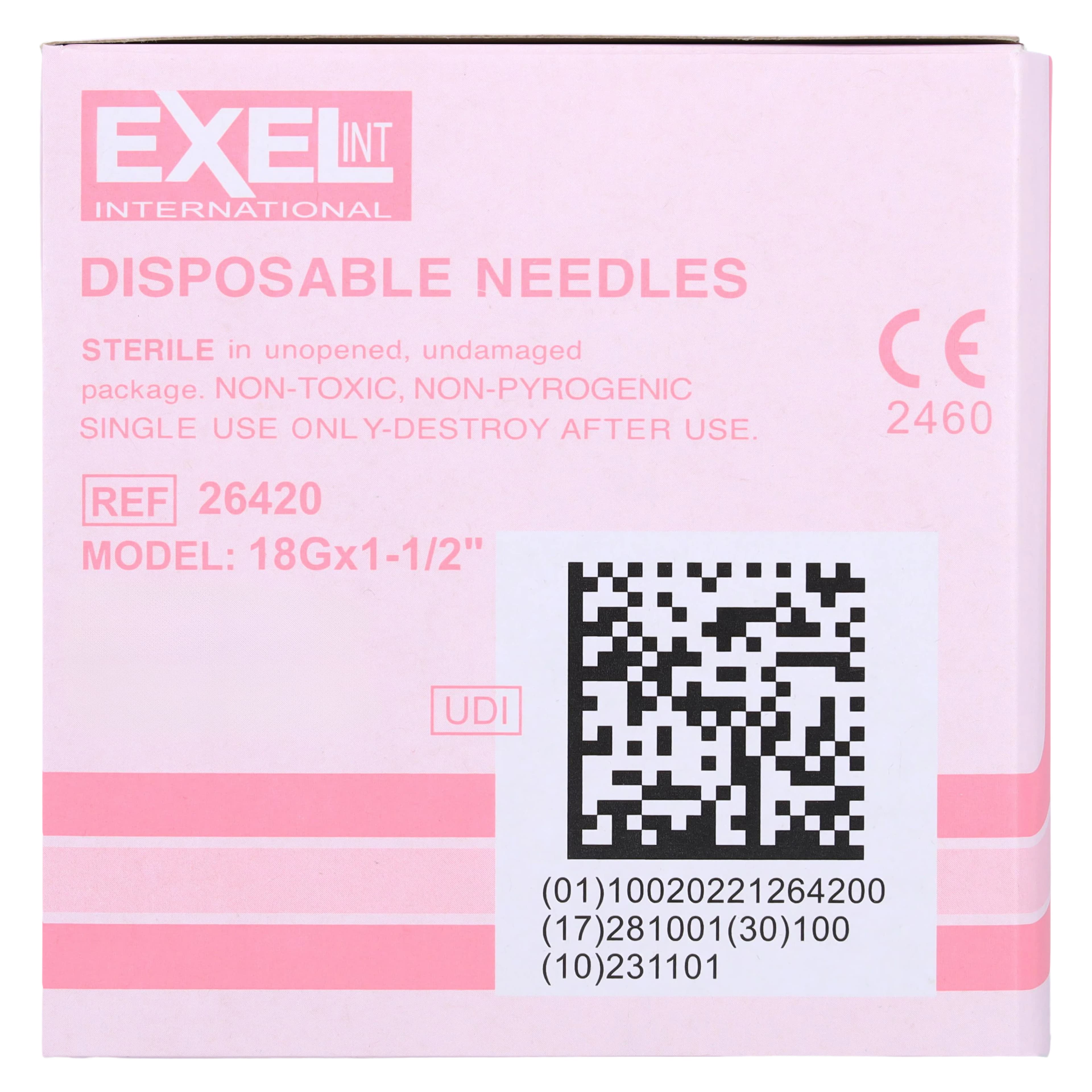 Exel Needle Disposable, Hypodermic, 18G x 1-1/2", Pink, Sterile, Latex-Free, 100/Box thumbnail 8