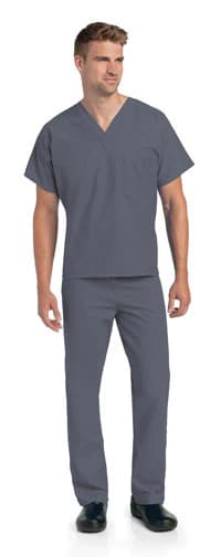 Landau Uniforms Scrub Top Reversible Unisex, 1 Pocket, V-Neck, X-Small, Steel Grey, 65% Polyester/35% Cotton, 7502 - Scrub Top Reversible Uni 1 Pkt - Image 1