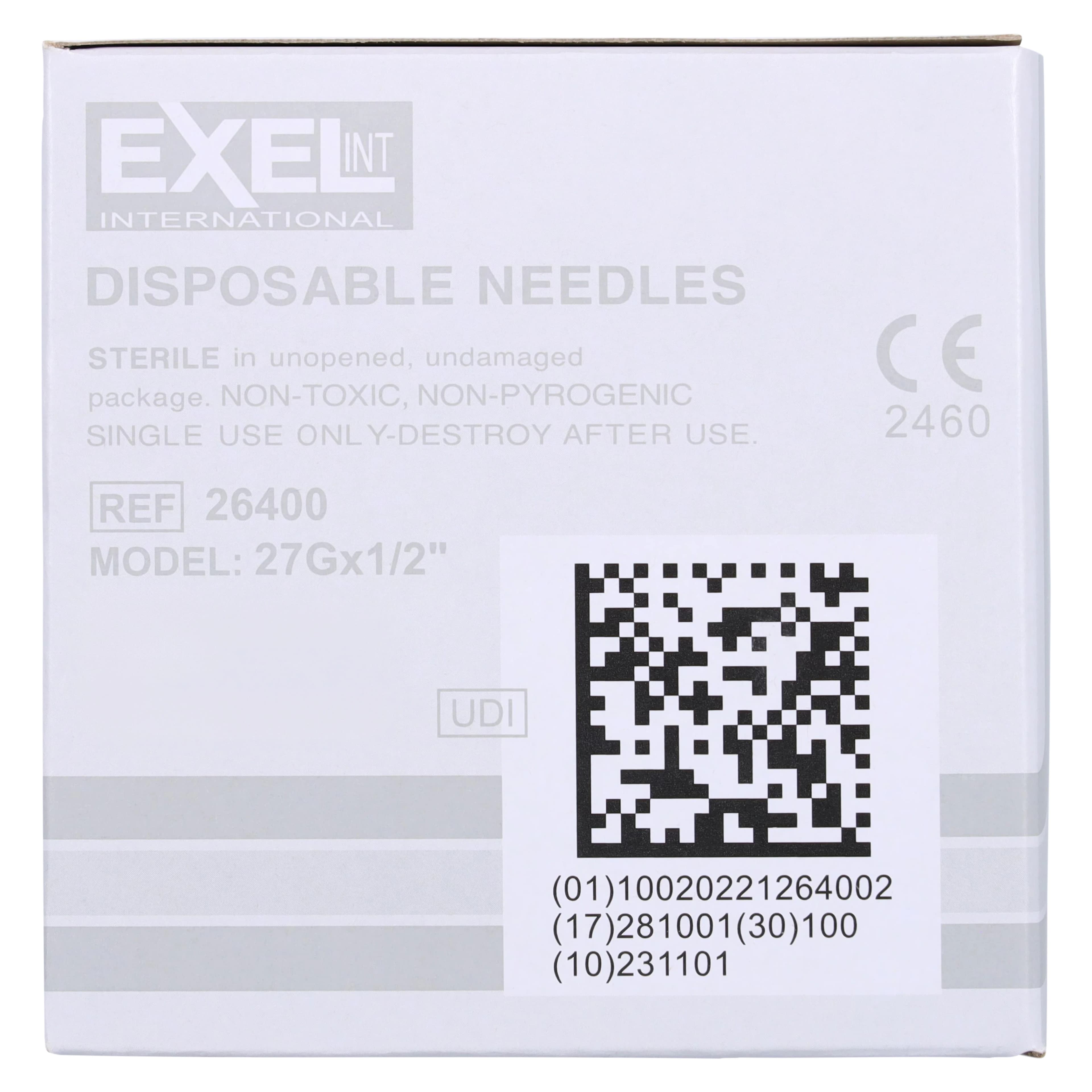 Exel Needle Disposable, Hypodermic, 27G x 1/2", Gray, Conventional Bevel, Sterile, Non-Latex, 100/Box thumbnail 8