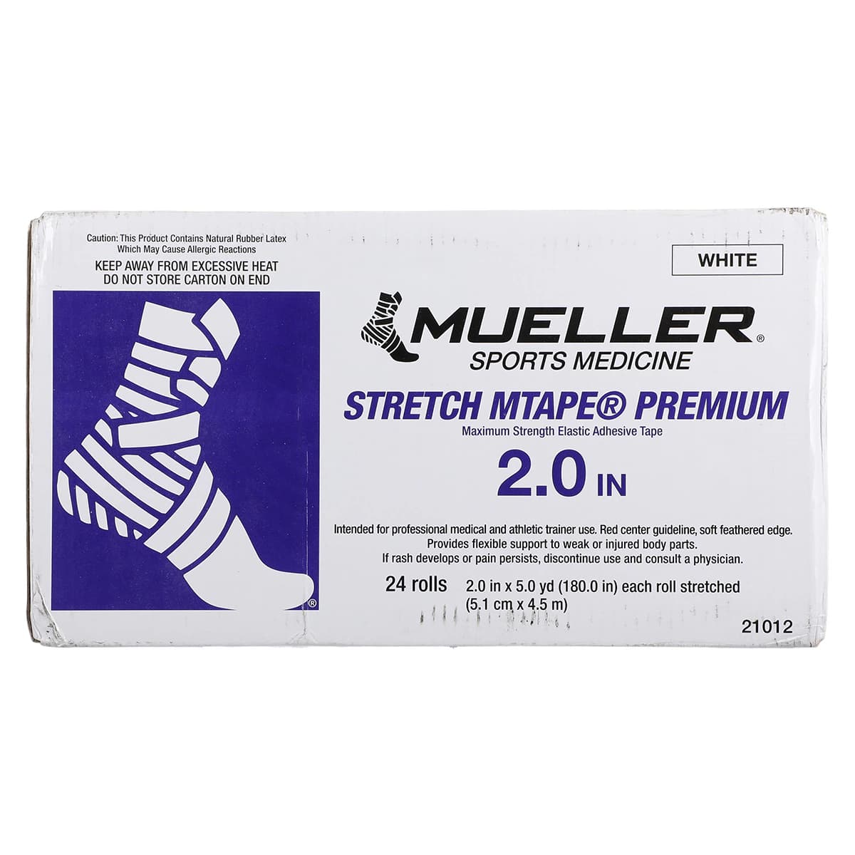 Mueller M-Tape Premium Elastic Athletic Tape, 2" x 5 yd, White, Non-Sterile, 24/Case thumbnail 3