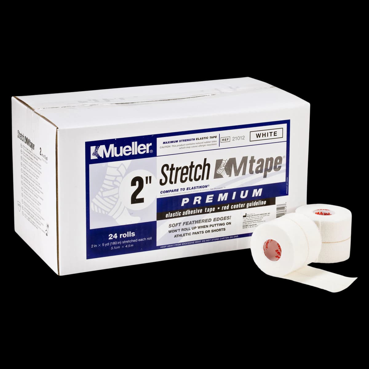 Mueller M-Tape Premium Elastic Athletic Tape, 2" x 5 yd, White, Non-Sterile, 24/Case thumbnail 2