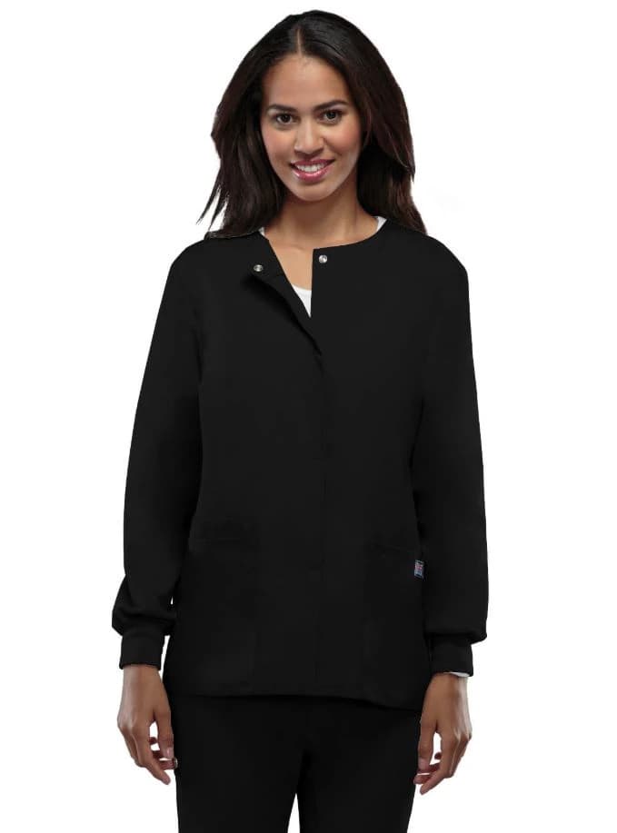 Cherokee Workwear Jacket Warm-Up Snap Front 2 Pocket, Black, Medium, Each - Jacket Warm-Up Snap Front 2Pkt - Image 1