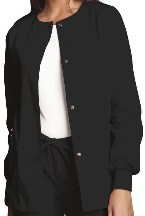 Cherokee Workwear Jacket Warm-Up Snap Front 2 Pocket, Black, 3X Large, Each - Jacket Warm-Up Snap Front 2Pkt - Image 1