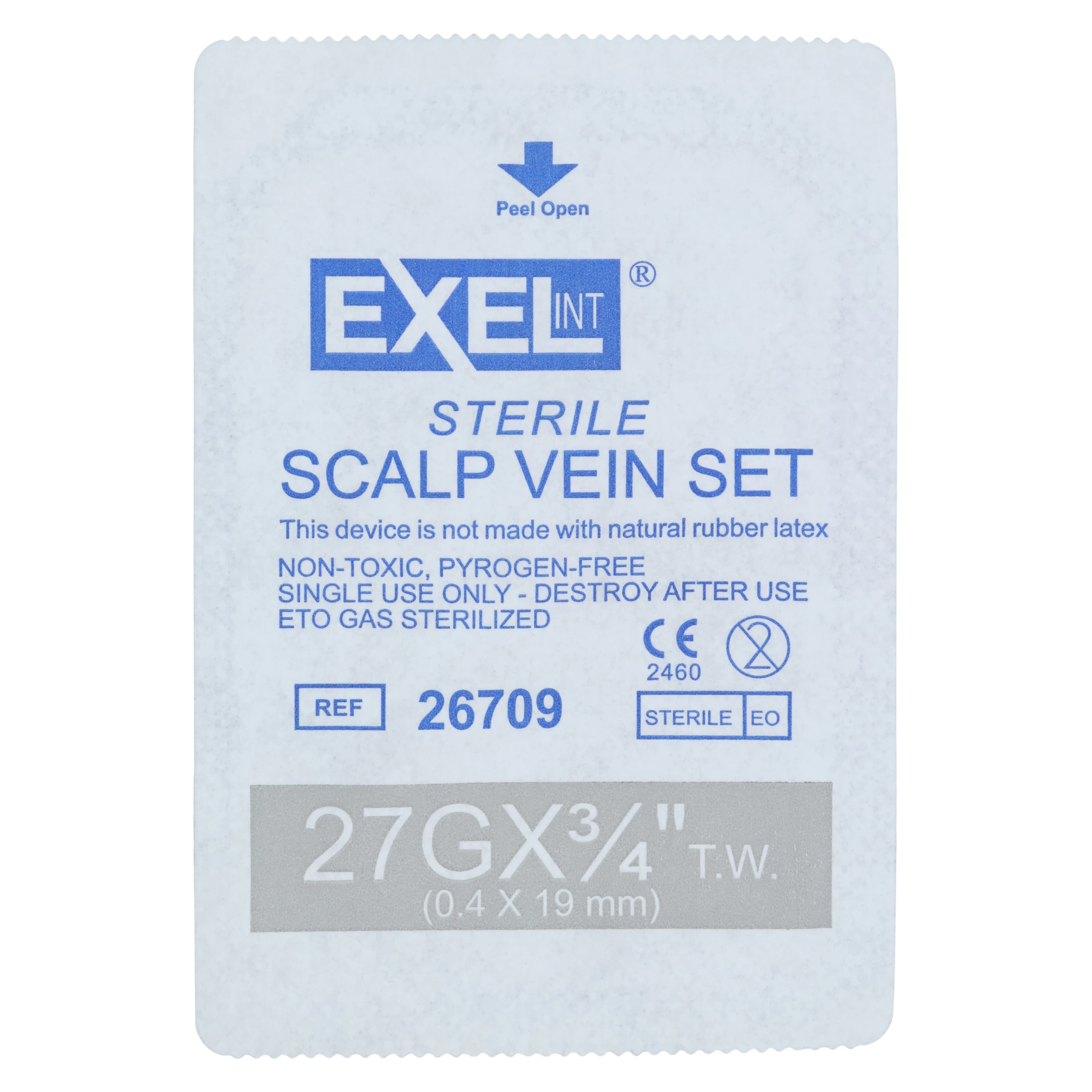 Exel Vein Scalp Butterfly Set, 27 Gauge, 3/4" Needle, 12" Tubing, Sterile, Latex-Free, DEHP-Free thumbnail 3