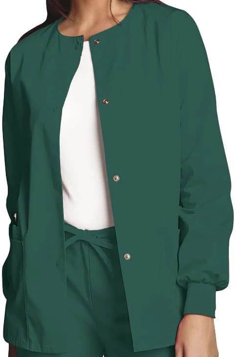 Cherokee Workwear Warm-Up Jacket, Snap Front, 2 Pocket, Women's, Hunter, Large - Jacket Warm-Up Snap Front 2Pkt - Image 1