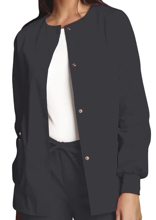 Cherokee Workwear Warm-Up Jacket, Snap Front, 2 Pockets, Women's, 3X Large, Pewter - Jacket Warm-Up Snap Front 2Pkt - Image 1