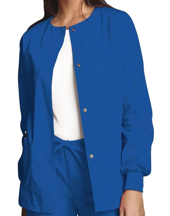 Cherokee Workwear Jacket Warm-Up Snap Front 2 Pocket, Royal, Medium, Each - Jacket Warm-Up Snap Front 2Pkt - Image 1