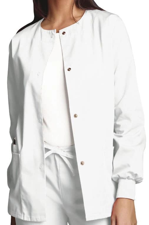 Cherokee Workwear Warm-Up Jacket, Snap Front, 2 Pockets, Large, White, 4350 - Jacket Warm-Up Snap Front 2Pkt - Image 1