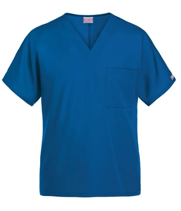 Cherokee Workwear Scrub Top Unisex V-Neck 1 Pocket, Royal Blue, Large, 4777 - Scrub Top Unisex V-Neck 1Pkt - Image 1