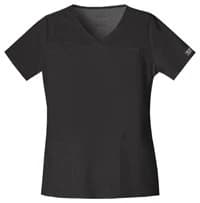 Cherokee Workwear Core Stretch Women's Scrub Top, V-Neck, Short Sleeves, Black, X-Small, 4727 - Scrub Top Womens Core Stretch - Image 1