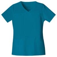 Cherokee Workwear Core Stretch Women's V-Neck Scrub Top, Caribbean Blue, X-Small, 4727 - Scrub Top Womens Core Stretch - Image 1