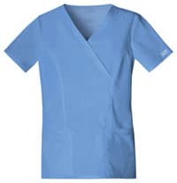 Cherokee Workwear 4728 Core Stretch Women's V-Neck Scrub Top, Mock Wrap, Ceil Blue, X-Small - Scrub Top Mock Wrap Core Stret - Image 1