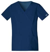 Cherokee Workwear Core Stretch Women's Scrub Top, Mock Wrap V-Neck, Short Sleeves, Navy, X-Small, 4728 - Scrub Top Mock Wrap Core Stret - Image 1