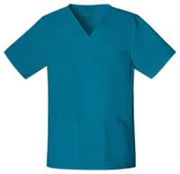 Cherokee Workwear Core Stretch Unisex V-Neck Scrub Top, Caribbean Blue, X-Small, 4725 - Scrub Top Unisex Core Stretch - Image 1