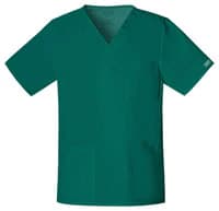 Cherokee Workwear Core Stretch Unisex Scrub Top, V-Neck, 4 Pockets, Hunter, X-Small, 4725 - Scrub Top Unisex Core Stretch - Image 1