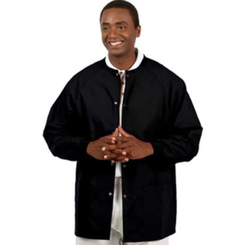 Fashion Seal Unisex Warm-Up Jacket, 2 Pockets, Scissor Holder, 4X Large, Black, 65% Polyester / 35% Cotton - Jacket Warm-Up Unisex 2 Pkt - Image 1