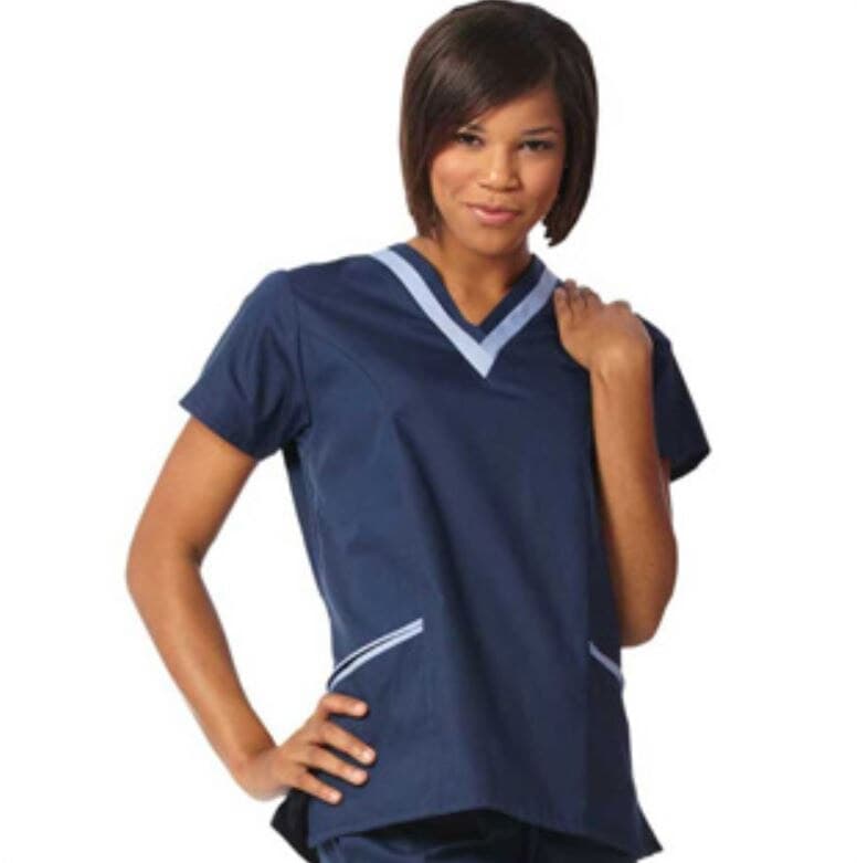Fashion Seal Tunic Scrub, Women's, 4XL, Double V-Neck, Navy/Ceil, Poplin, 65% Polyester/35% Cotton, Short Sleeve, 2 Pockets - Tunic Scrub F 4XL Double VNeck - Image 1