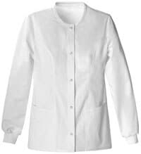 Luxe Warm-Up Jacket, 3 Pocket, Snap Front, Long Sleeves, Women's, White, 2X Large, Each - Jacket Warm-Up Luxe 3 Pocket - Image 1