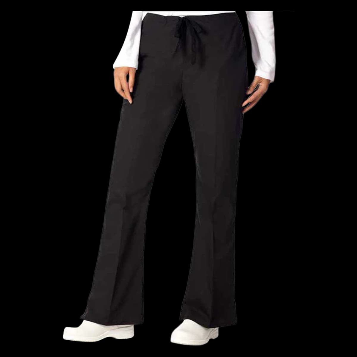 Fashion Seal Healthcare® Ladies' Drawstring Flare Pants, Petite Sizing - Black, Extra Small - Fashion Seal Healthcare® Ladies' Drawstring Flare Pants, Petite Sizing - Black, Extra Small - Image 1