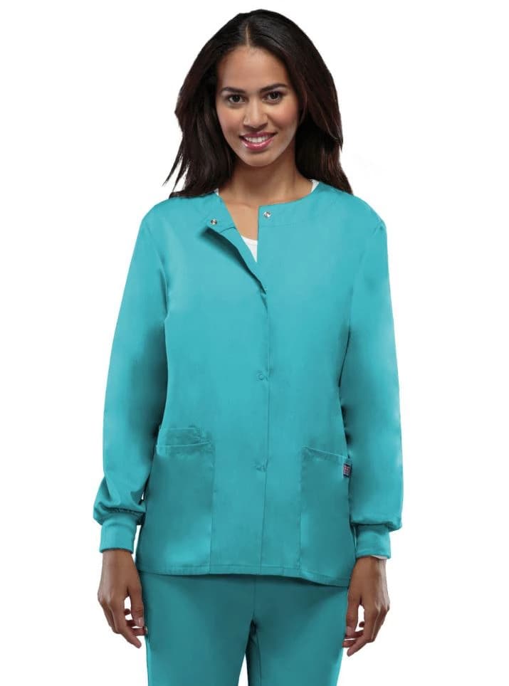 Cherokee Workwear Warm-Up Jacket, Snap Front, 2 Pockets, Adult, Turquoise, X-Large - Jacket Warm-Up Snap Front 2Pkt - Image 1