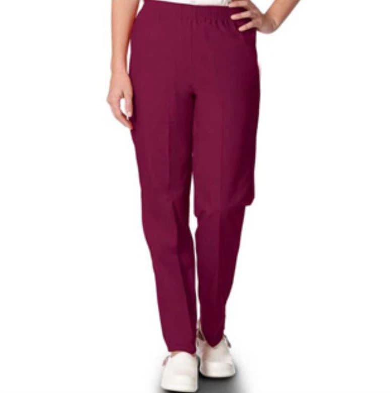 Fashion Seal Fashion Poplin Scrub Pant, Ladies Petite, Burgundy, Small, 65% Polyester / 35% Cotton, 2 Pockets, Each - Slacks Ladies Petite Burgundy - Image 1