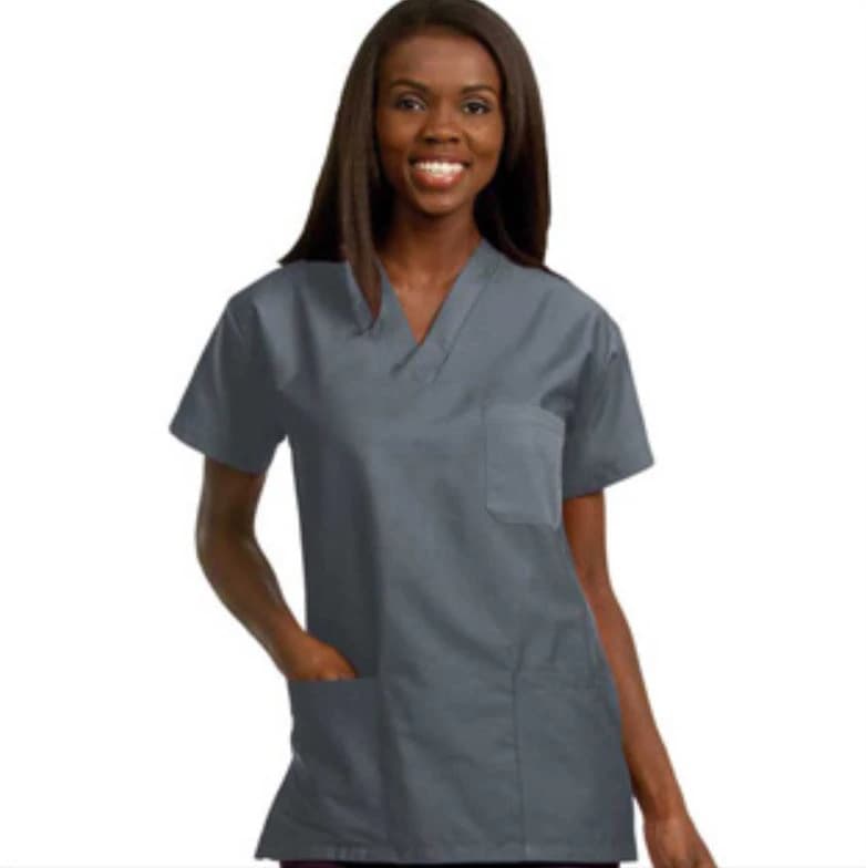 Fashion Seal Unisex 3-Pocket Scrub Shirt, X-Small, Pewter, 65% Polyester/35% Cotton, Pullover, Short Sleeves - Shirt Scrub Unisex 3-Pocket XS - Image 1