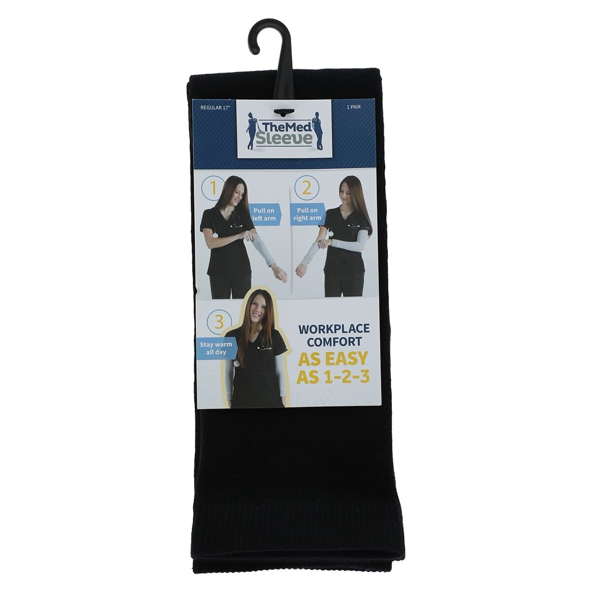 Med Sleeve Solid Compression Arm Sleeve, Adult Unisex, Black, Nylon/Spandex, One Size, 1 Pair thumbnail 2