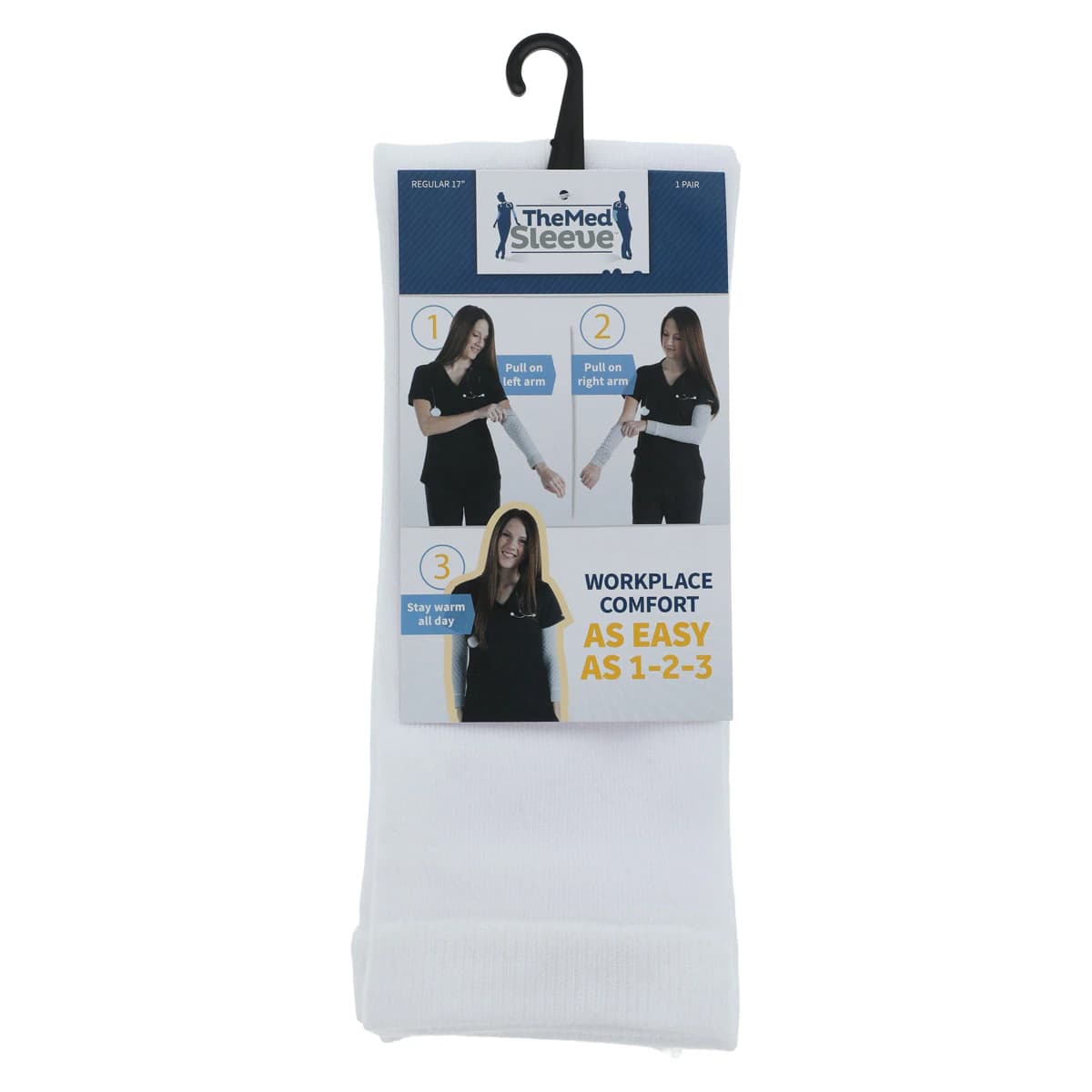 Med Sleeve Solid Compression Arm Sleeve, Adult Unisex, White, Nylon/Spandex, One Size, 1 Pair thumbnail 2