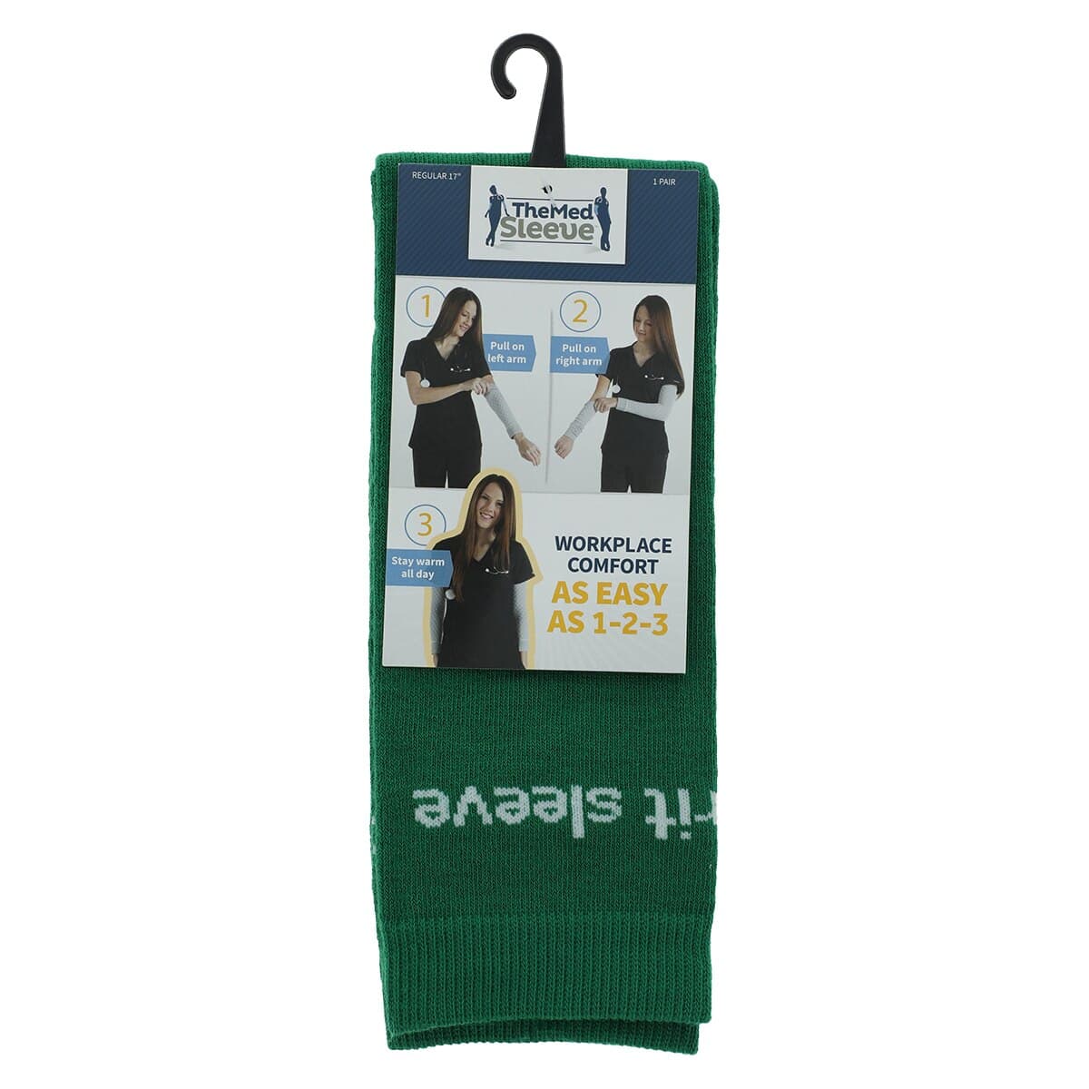 Med Sleeve Solid Hunter Green, Adult Unisex, One Size, Nylon/Spandex, 1/Pair thumbnail 2