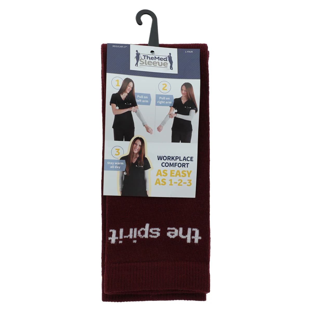 Med Sleeve Solid Maroon, Adult Unisex, One Size, Nylon/Spandex, 1/Pair thumbnail 2
