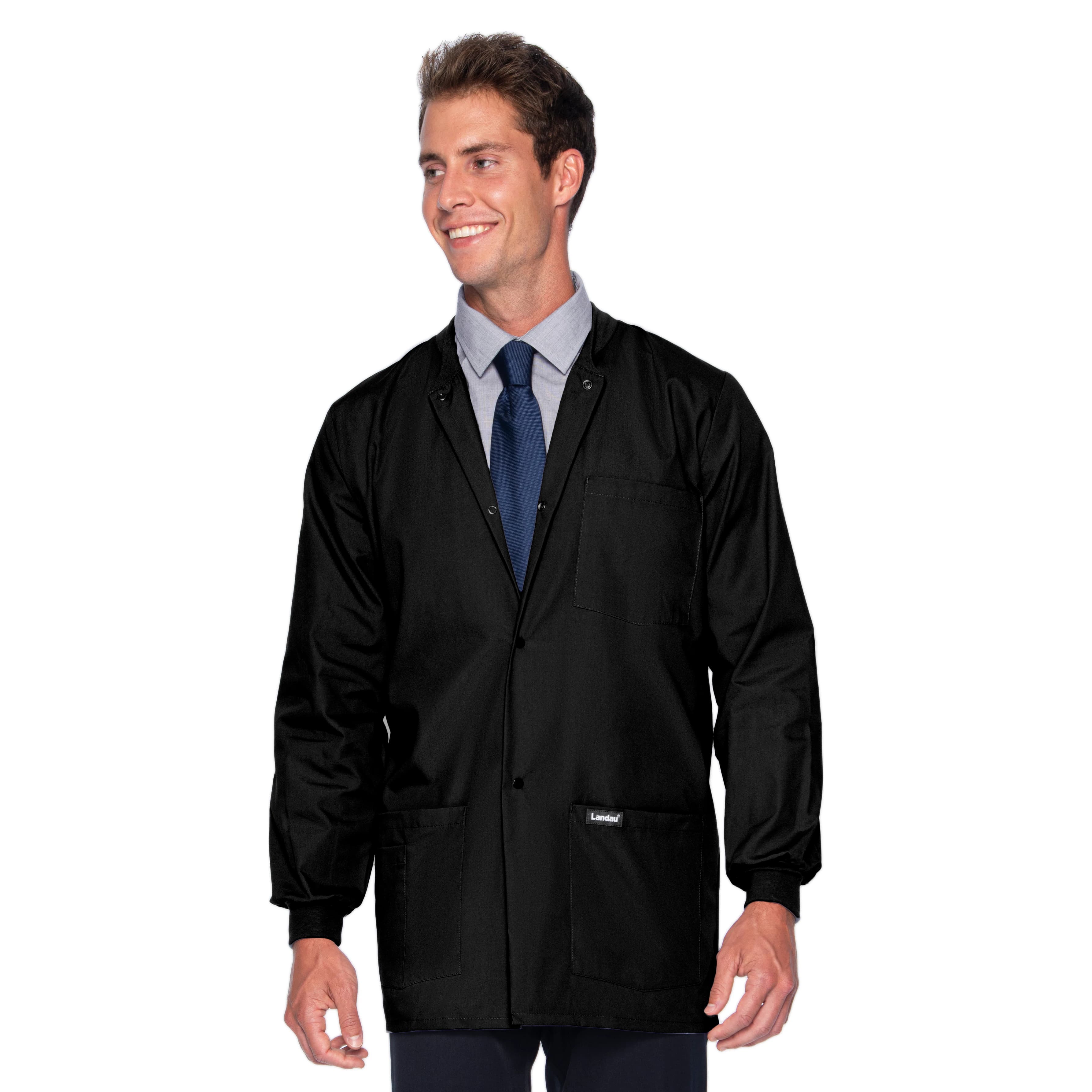 Landau Warm-Up Jacket, 5-Pocket, Men's, Small, Black, 65% Polyester/35% Cotton, Snap Front - Jacket Warm-Up 5 Pkt - Image 1