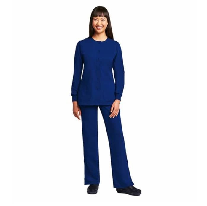Grey's Anatomy Warm-Up Jacket, Round Neck, 4 Pockets, X-Small, Indigo, Fitted Back, Snap Front Closure - Jacket Round Neck 4 Pkt - Image 1