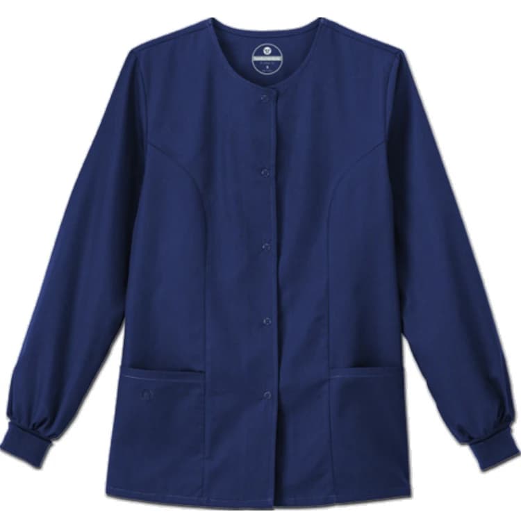 White Swan Fundamentals Ladies Snap Front Warm-Up Jacket, Navy, 65% Polyester/35% Cotton, Small, 28 in - Jacket Ladies SnapFront WarmUp - Image 1