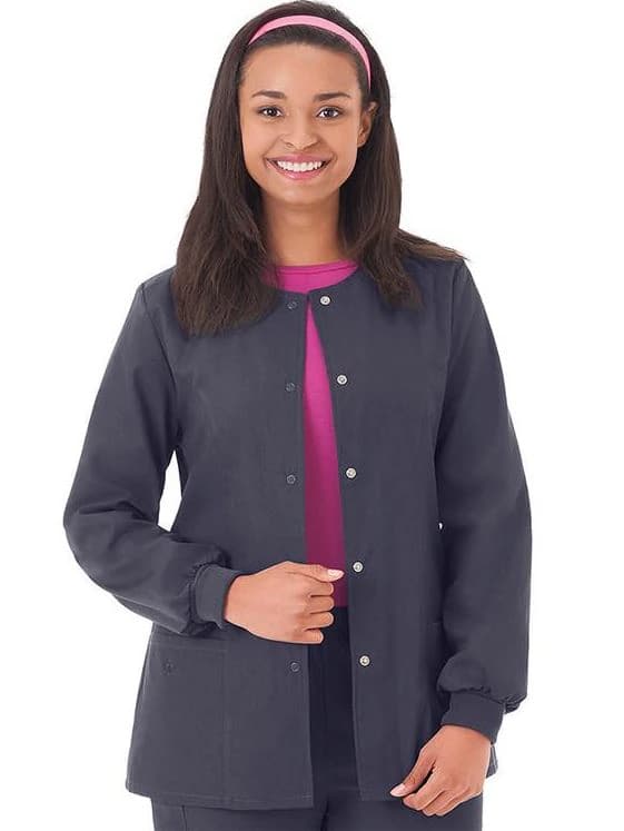 White Swan Ladies Snap-Front Warm-Up Jacket, Charcoal, Medium, 2 Pockets - Jacket Ladies SnapFront WarmUp - Image 1