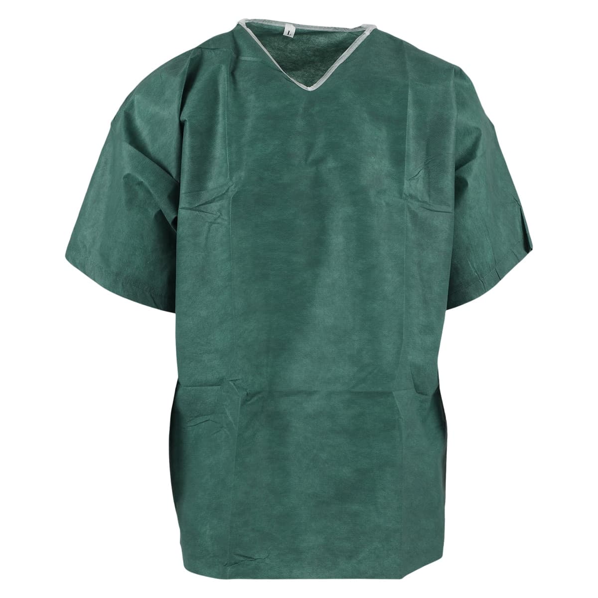 Graham Medical Patient Scrub Shirt, Nonwoven, Large, Dark Green, Short Sleeve, V-Neck, Unisex, 30/Case - Shirt Scrub Nonwoven Large - Image 1