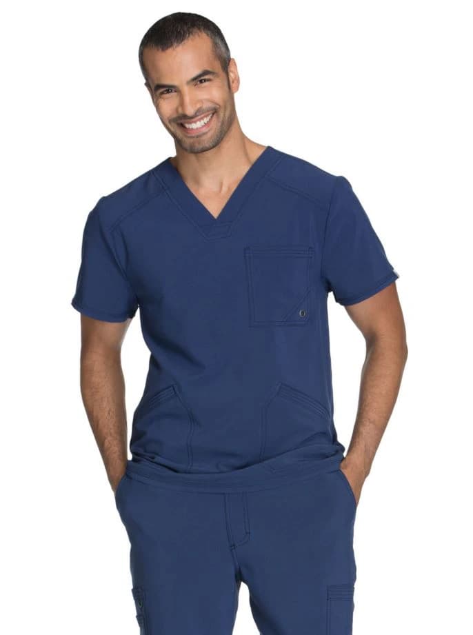 Cherokee Workwear Infinity Athletic V-Neck Scrub Top, Men's, Navy, Large, 3 Pockets, Short Sleeves - Scrub Top Mens 3Pkt V-Nk - Image 1