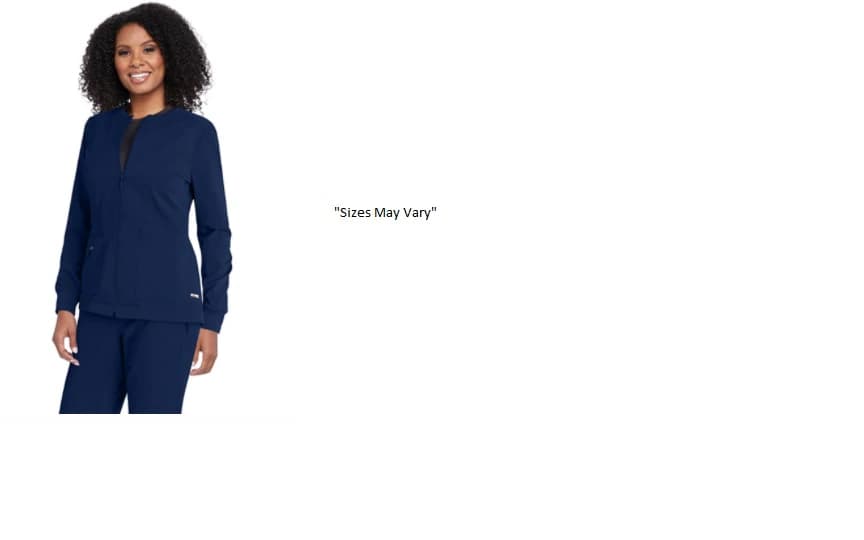 Grey's Anatomy Millie Jacket Warm-Up Zip Front, Indigo, Large, 3 Pockets - Millie Jacket Warm-Up Zip Frnt - Image 1