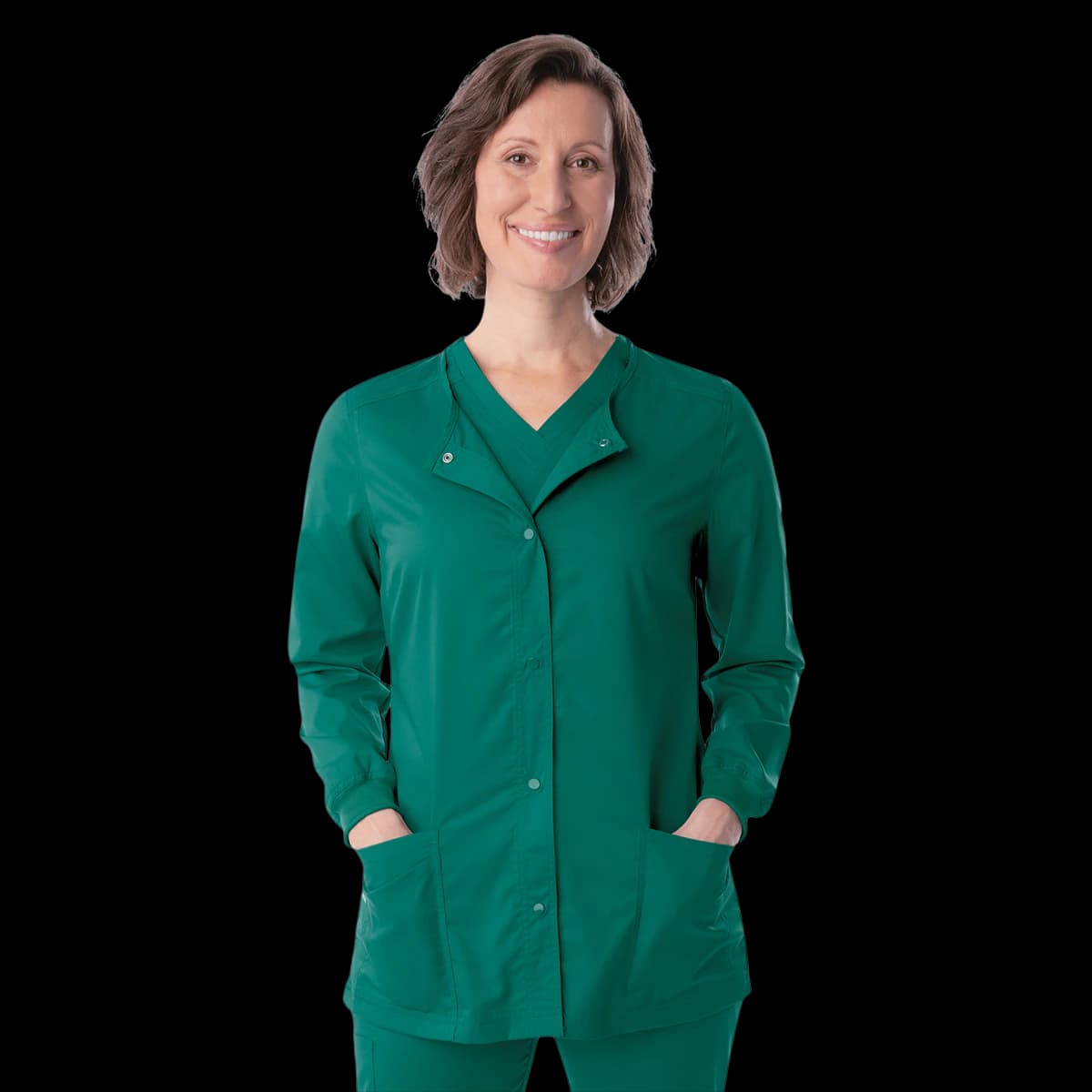 Proflex Warm-Up Jacket, Women's, Hunter Green, X-Large, Snap Front, 3 Pockets - Proflex Snap Front Jacket - Image 1
