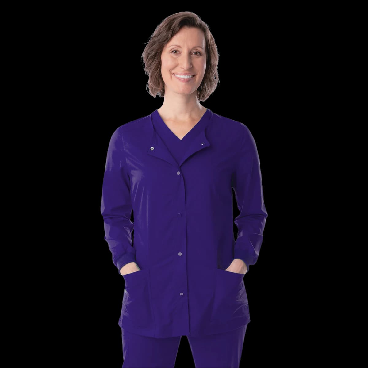 Proflex Warm-Up Jacket, Snap Front, Women's, Grape, 5X-Large, 73% Polyester/25% Rayon/2% Spandex - Proflex Snap Front Jacket - Image 1
