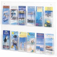 Safco Products Pamphlet Display, 12 Pocket, Wall Mount, Clear Plastic, 20 3/8 in x 30 in - Pamphlet Display 12 Pocket - Image 1