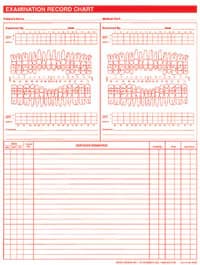 Chart Dental Exam/Record, Vertical 2-Sided, 8.5 in x 11 in, White with Red Ink, 100/Box - Chart Dental Exam/Record - Image 1